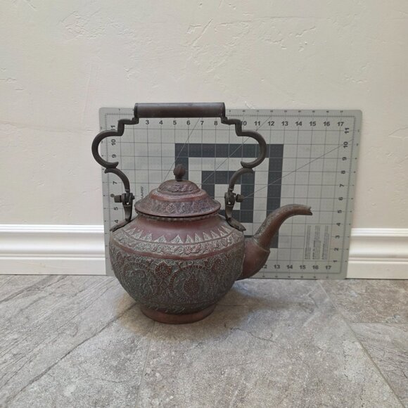Antique Middle Eastern Persian Qajar Handmade Tin Cooper Kettle Coffee Tea Pot - Picture 11 of 11